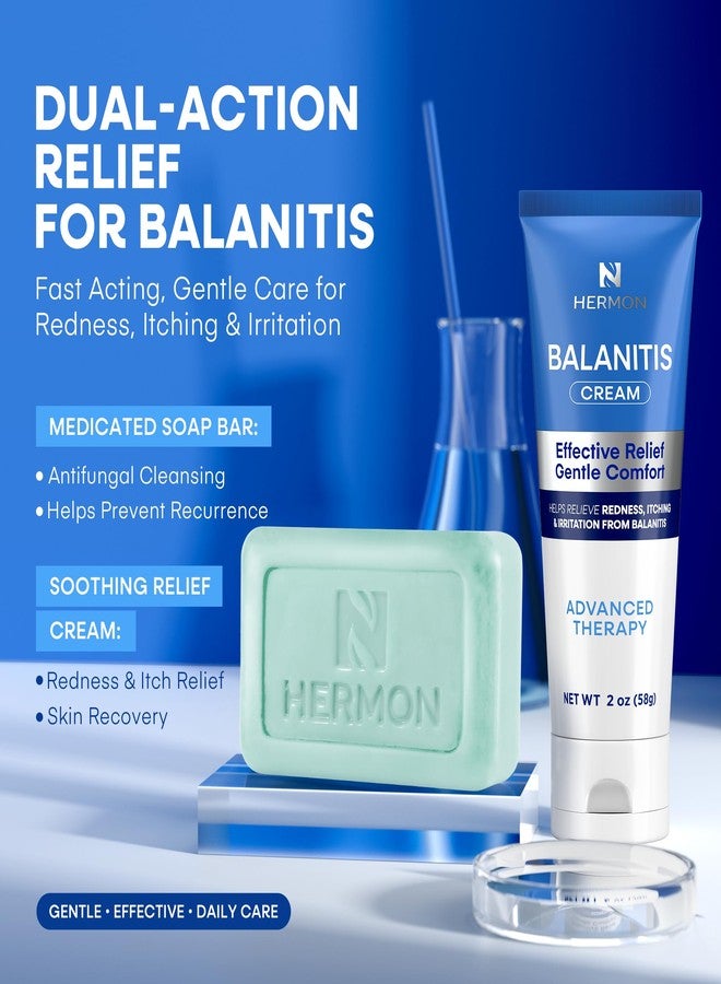 Hermon Balanitis Treatment for Men Relief Kit: Soothing Cream 2oz & Clotrimazole 1% Cleansing Soap 4oz – Helps Relieve Redness, Itching & Irritation – Gentle Care for Sensitive Areas - Image 2